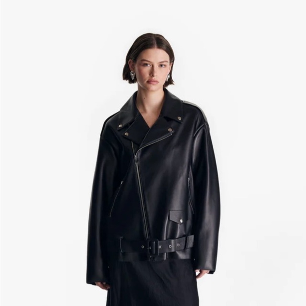 Black Leather Aviator Jacket size medium